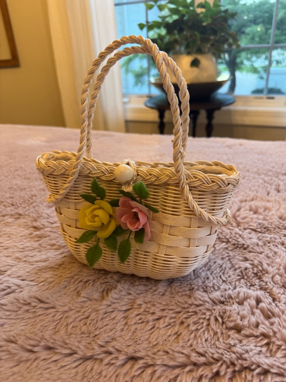 1950s - 60s Made in Japan Wicker Floral Basket Purse